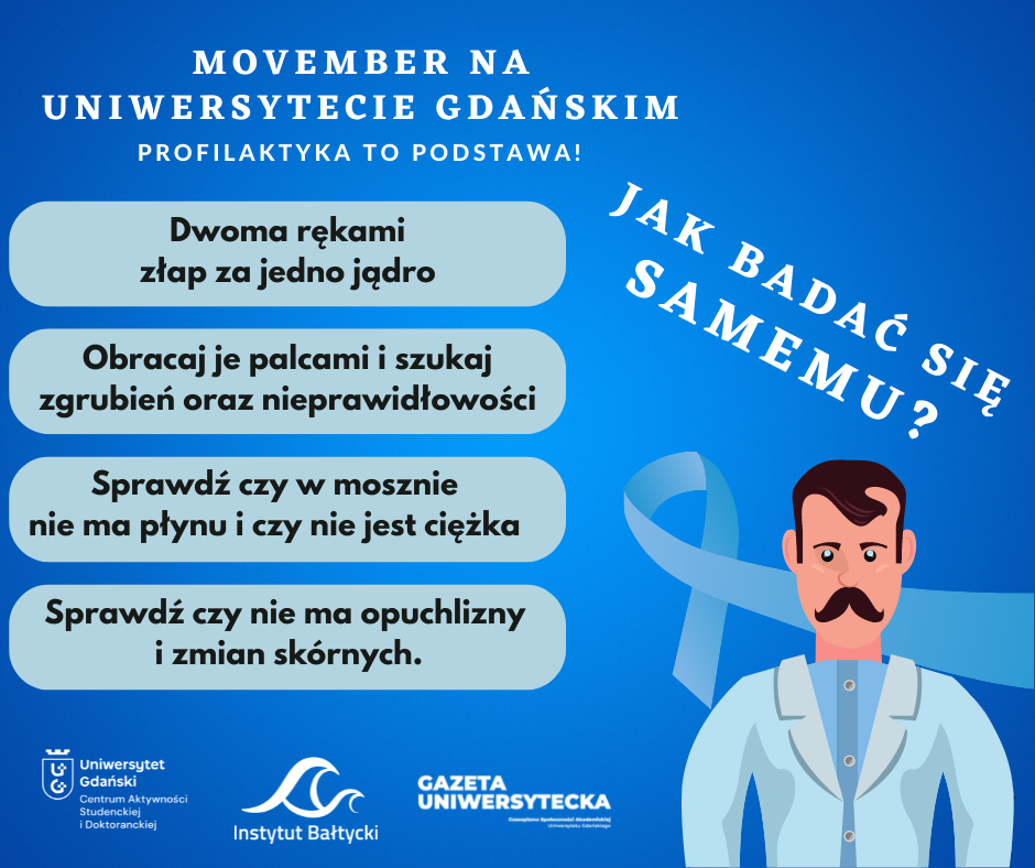 Wąsy dla zdrowia,
CZYLI AKCJA MOVEMBER NA UNIWERSYTECIE GDAŃSKIM.