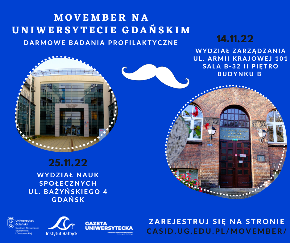 Wąsy dla zdrowia,
CZYLI AKCJA MOVEMBER NA UNIWERSYTECIE GDAŃSKIM.