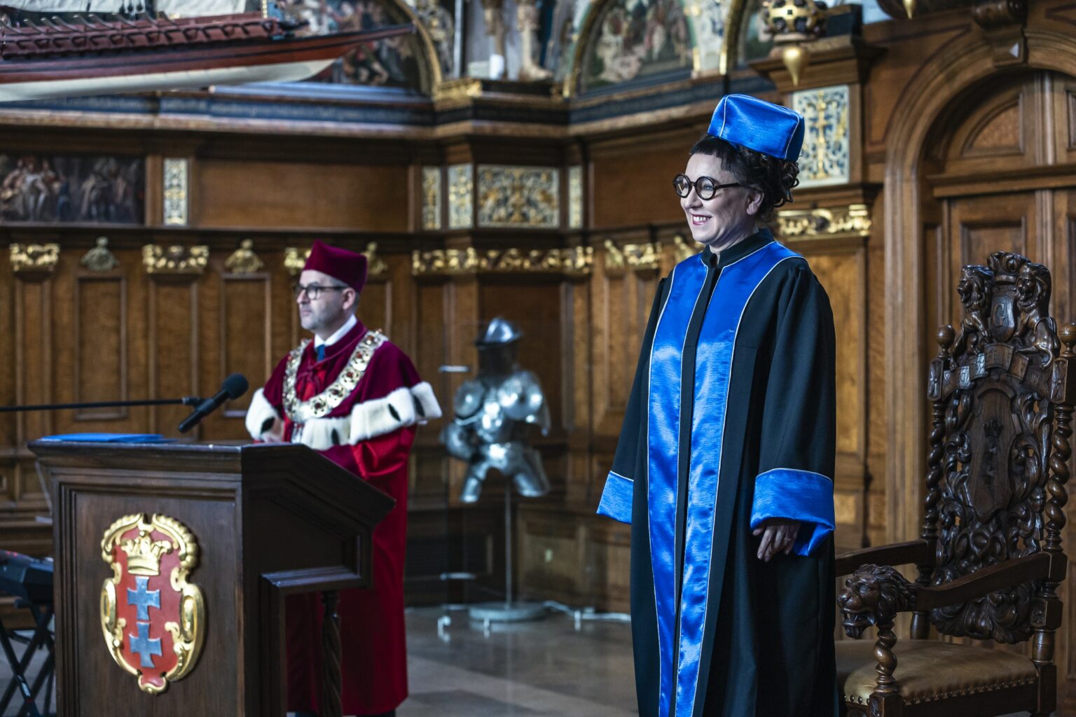 Uroczyste nadanie tytułu 
doktora honoris causa 
Uniwersytetu Gdańskiego 
Oldze Tokarczuk (Fot. Alan Stocki/UG).