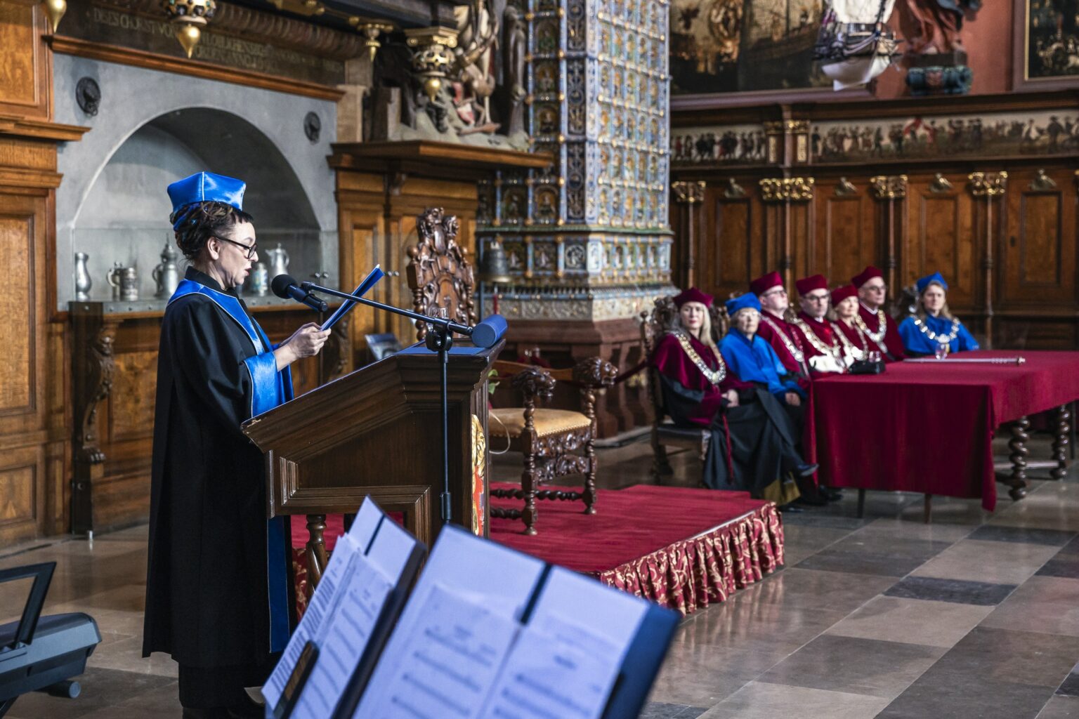 Uroczyste nadanie tytułu 
doktora honoris causa 
Uniwersytetu Gdańskiego 
Oldze Tokarczuk (Fot. Alan Stocki/UG).