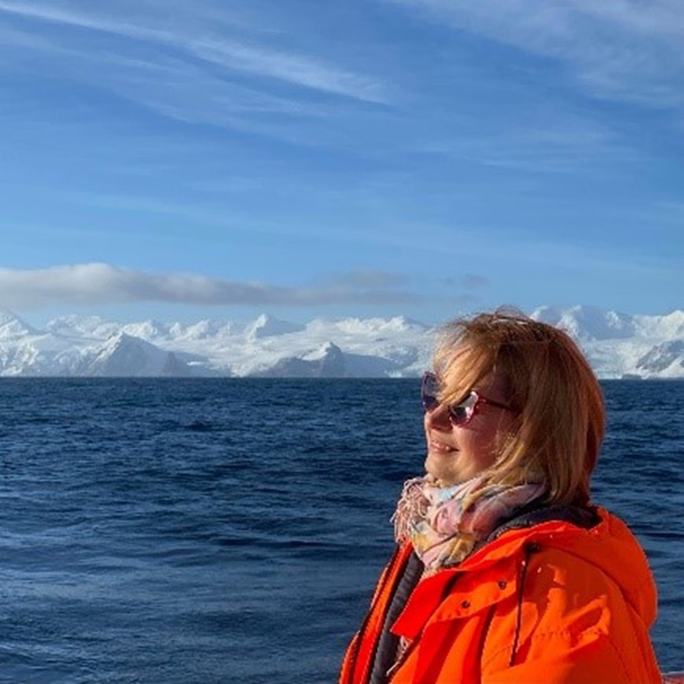 Doktor Anna Panasiuk podczas wyprawy antarktycznej na niemieckim statku naukowo-badawczym r/v „Maria S. Merian”, 2023 rok. Fot. archiwum prywatne