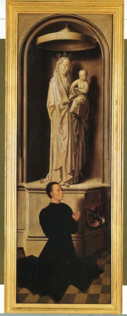 Wizerunek Angela Taniego na skrzydle Sądu Ostatecznego Memlinga (widok po zamknięciu skrzydła) Fot. archiwum Centrum Badań Memlingowskich UG