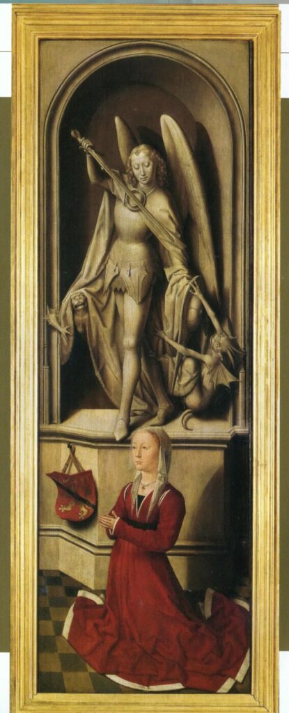 Wizerunek Cateriny Tanagli na skrzydle
Sądu Ostatecznego Memlinga
(widok po zamknięciu skrzydła)
Fot. archiwum Centrum
Badań Memlingowskich UG